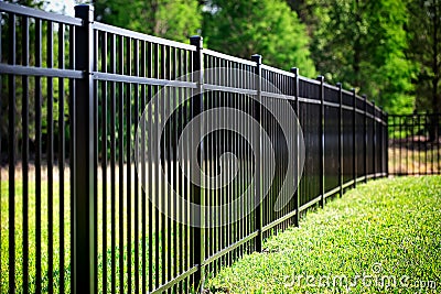 Black Aluminum Fence Stock Photo