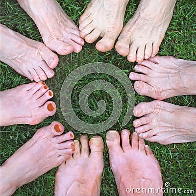 Feet in a circle Stock Photo