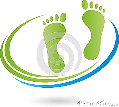 Feet and circles, massage and foot care logo Stock Photo