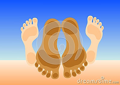 Feet of couple making love Cartoon Illustration