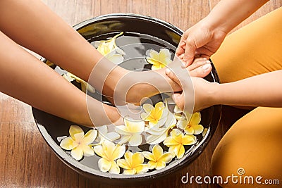 Feet massage Stock Photo