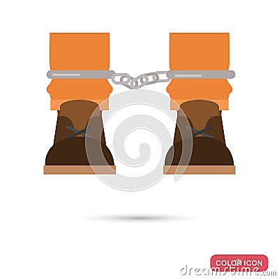 Feet prisoner in chains color flat icon for web and mobile design Stock Photo