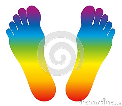 Feet Rainbow Colored Vector Illustration