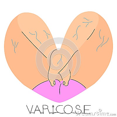 Feet in the shape of a heart on a white background. Vector Illustration