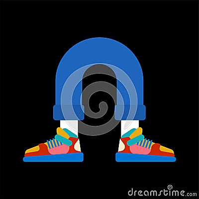 Feet in shoes traveler sign. Legs in sneakers symbol of travelers Vector Illustration