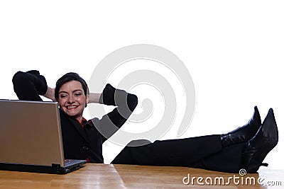 Feet Up on Desk, Easy Does It Stock Photo