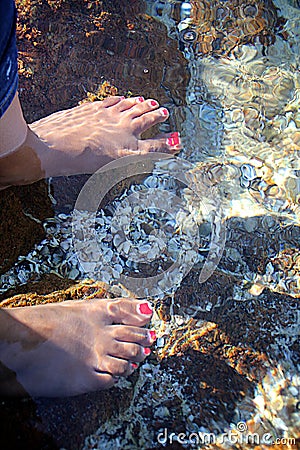 Feet in water Stock Photo