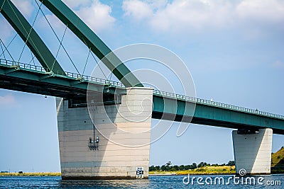 FehmarnsundbrÃ¼cke - Famous Bridge in Fehmarn in Baltic Sea Fehmarn Sound Bridge Stock Photo