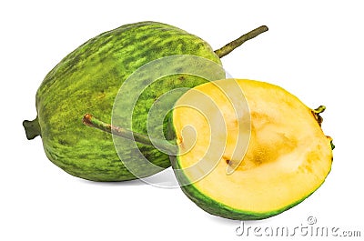 Feijoa and its cross-section 3d rendering with realistic texture Stock Photo