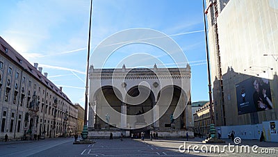 Feldherrnhalle, Field Marshals` Hall, on the Odeonsplatz, Munich, Germany Editorial Stock Photo