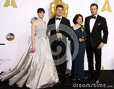 Felicity Jones, Adam Stockhausen, Anna Pinnock and Chris Pratt Editorial Stock Photo