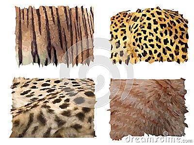 Feline animals fur patterns Vector Illustration