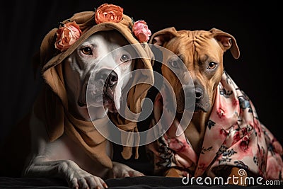 feline and canine fashion designers creating avant-garde looks for their models on the runway Stock Photo