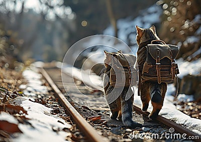 Feline Explorers: A Whisker-tingling Tale of Adventure and Frien Stock Photo