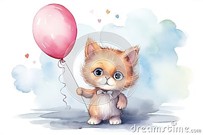 Feline fur pet kitten kitty balloon cats cartoon fluffy pretty domestic animal cute Stock Photo