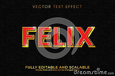 Felix 3d text effect with black background Vector Illustration