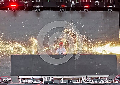 Lost Frequencies performs live at Atlas Weekend Festival. Kiev, Ukraine. Editorial Stock Photo