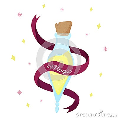Felix Felicis bottle. Luck potion in a bottle, Magic world of magic. Magic drink Vector Illustration