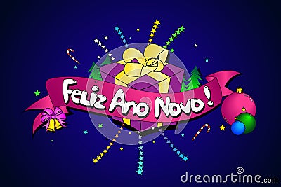 Feliz Ano Novo. Vector creative background. Happy New Year in Po Vector Illustration
