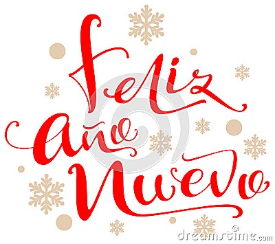 Feliz ano nuevo text translation from Spanish Vector Illustration