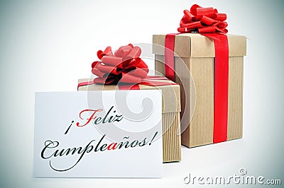 Feliz cumpleanos, happy birthday written in spanish Stock Photo