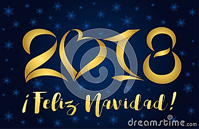 2018 feliz navidad card golden figures Vector Illustration