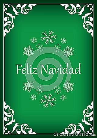 Feliz navidad - green vintage vector greeting card for christmas Vector Illustration