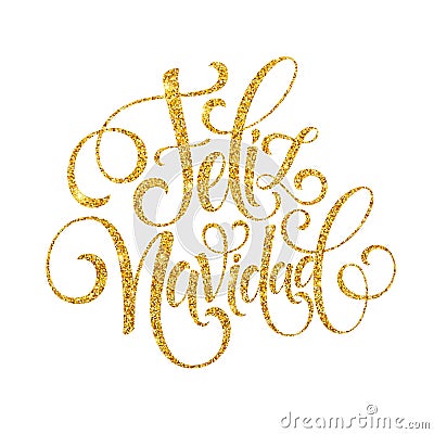 Feliz Navidad hand lettering decoration text for greeting card design template. Merry Christmas typography label in Vector Illustration