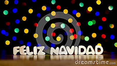 Feliz navidad, merry christmas in Spanish language Stock Photo