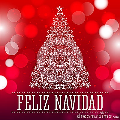 Feliz navidad - Merry Christmas spanish text Vector Illustration