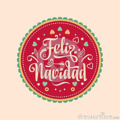 Feliz navidad. Xmas card. Spanish language Vector Illustration