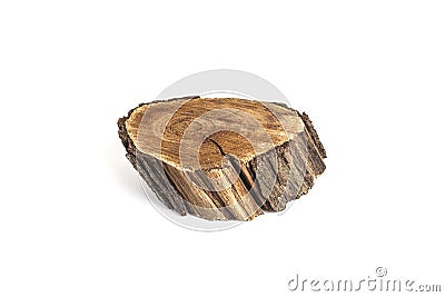 Felled tree slice. Wood texture. Isolated on white Stock Photo