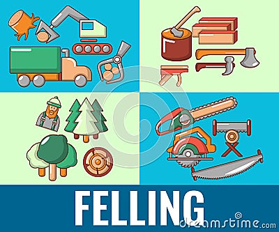 Felling concept banner, cartoon style Vector Illustration