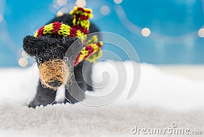 Felt Bear Ornament with Copy Space to Right Stock Photo