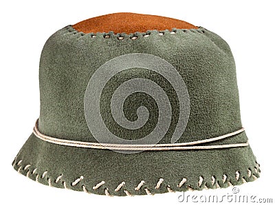 Felt green soft cloche hat Stock Photo