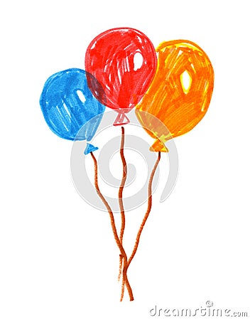 Felt pen drawing of balloons Stock Photo