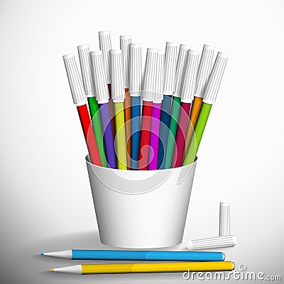 Felt pens. Vector Illustration