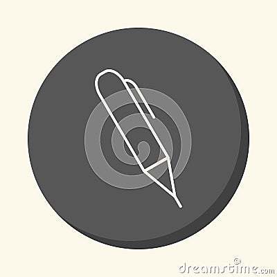 Felt-tip pen with latch, round linear icon with volume illusion, simple color change Stock Photo