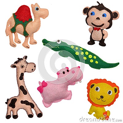 Felt toys safari animals Stock Photo