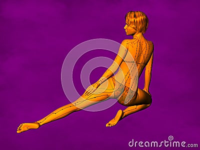 Female Acupuncture Model GF-POSE Bwc-v5-02-5, 3D Illustration Stock Photo