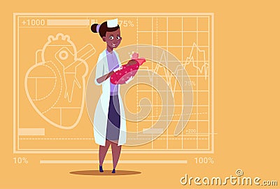 Female African American Doctor Hold Newborn Baby Girl Medical Maternity Clinics Worker Hospital Vector Illustration