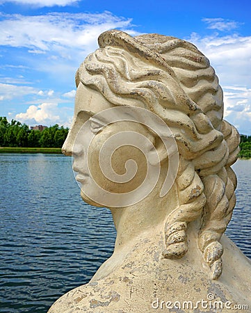 Female antique profile marble background on a pond Stock Photo