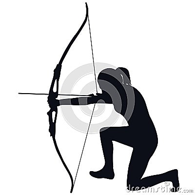 Female archer with bow and arrow Vector Illustration