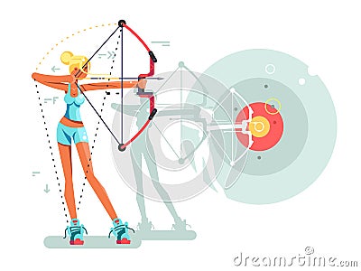 Female archer character Vector Illustration