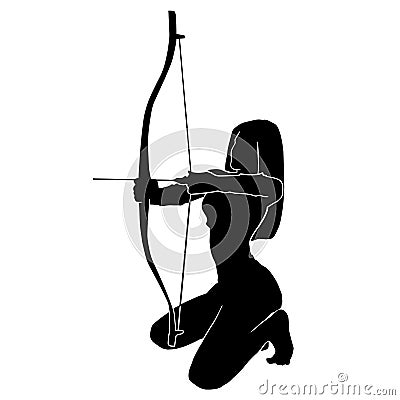 Beautiful of female archer warrior silhouette vector collection on white background Vector Illustration