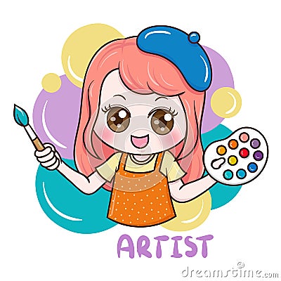 Female Artist_vector Vector Illustration