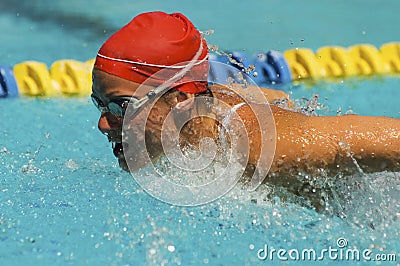 Female Athlete Swimming Stock Photo