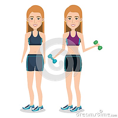 Female athlete weight lifting Vector Illustration