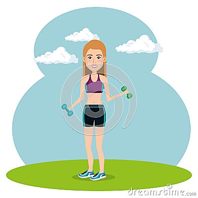 Female athlete weight lifting Vector Illustration