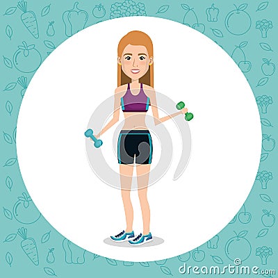 Female athlete weight lifting Vector Illustration